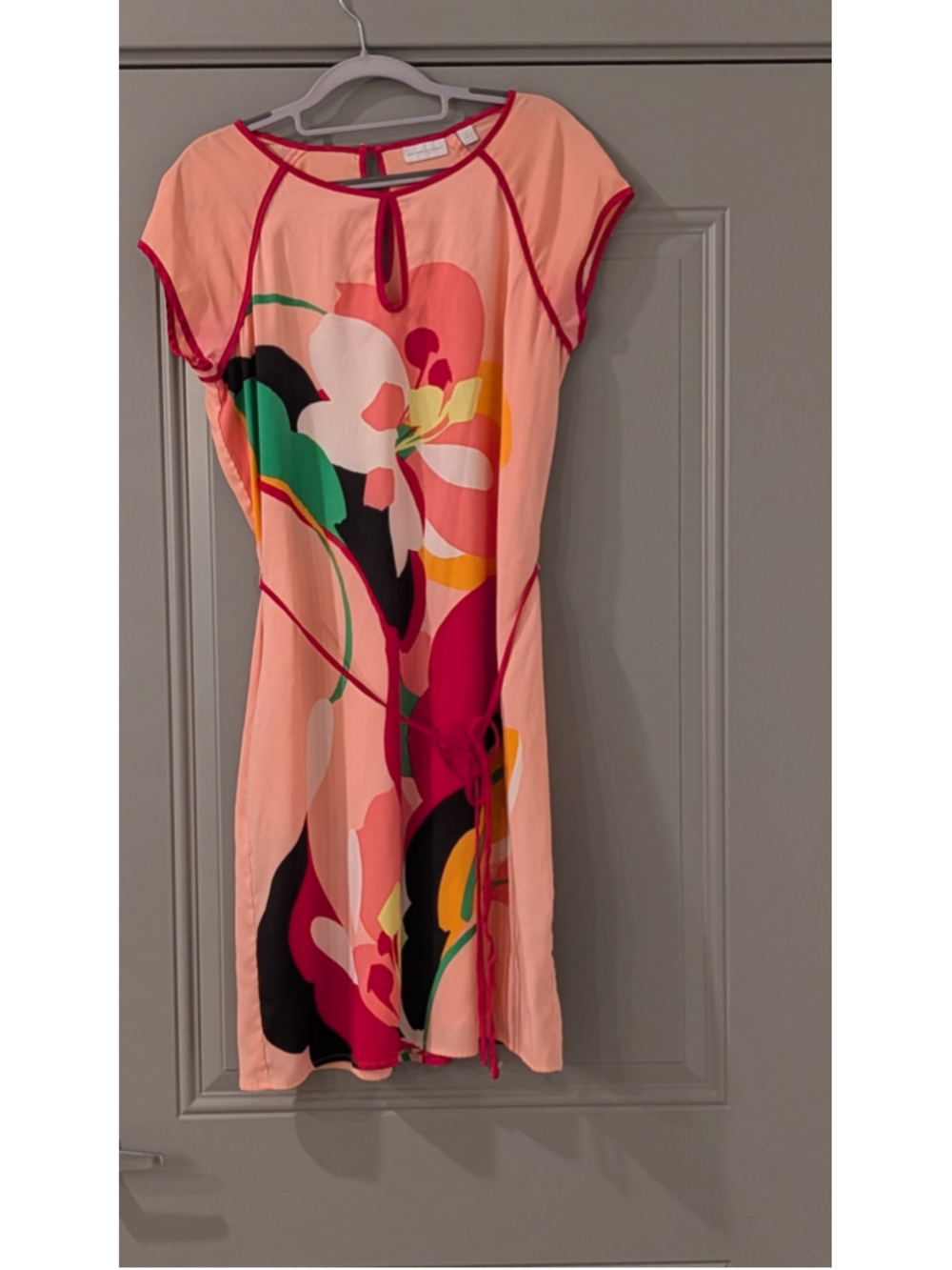 Women's New York & Company M Peach Multi-color Floral Dress